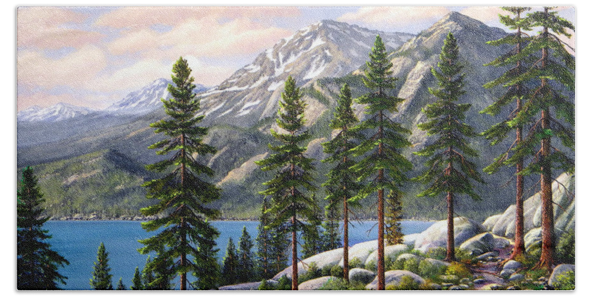 Landscape Bath Towel featuring the painting Mountain Trail #1 by Frank Wilson