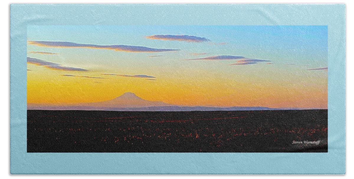 Oregon Bath Towel featuring the photograph Mt. Adams Sunset by Steve Warnstaff