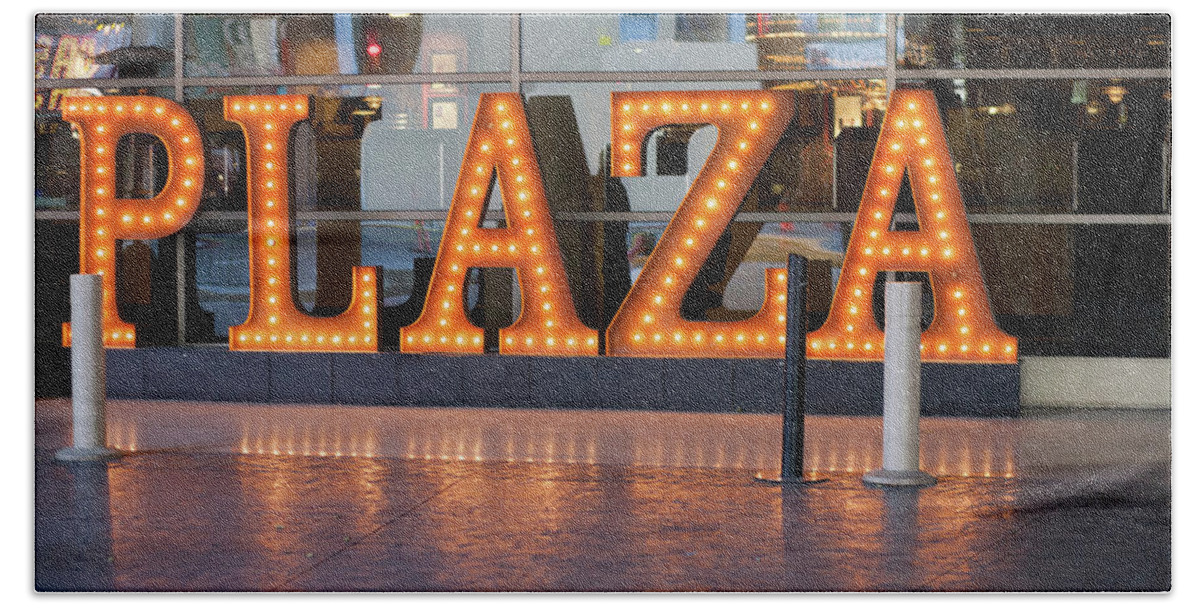  Bath Towel featuring the photograph Neon Plaza by Carl Wilkerson