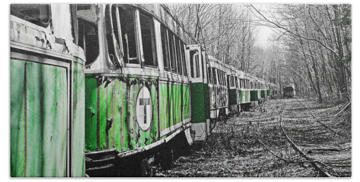 Trolley Bath Towel featuring the photograph Now Boarding on Track 2 #1 by Michael Porchik