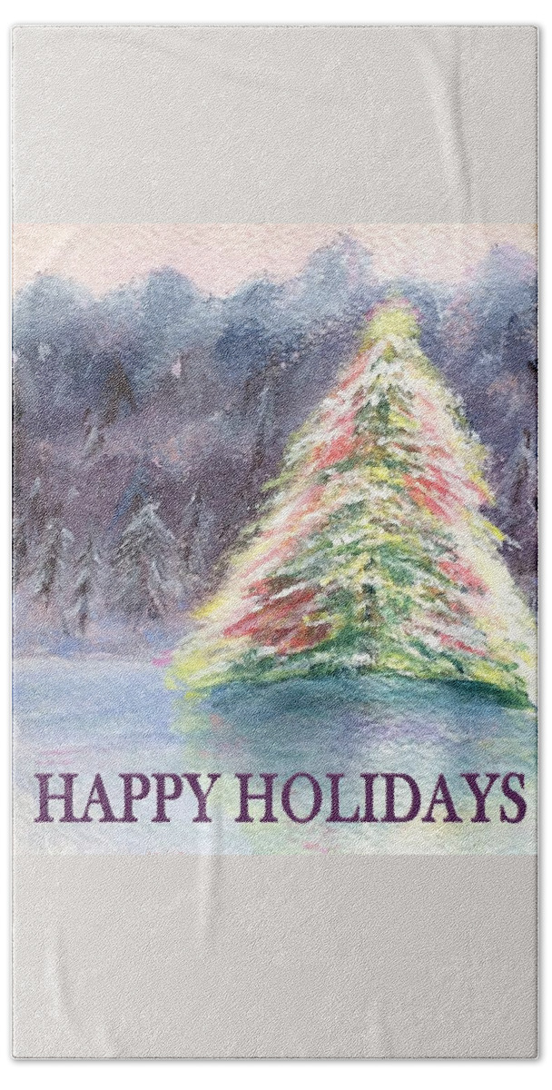 Christmas Tree Hand Towel featuring the painting Oh Christmas Tree #2 by Deborah Naves