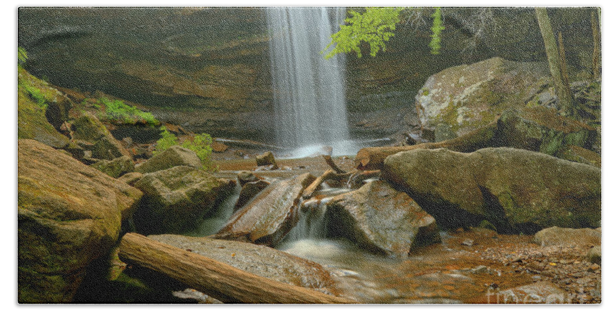 Cucumber Falls Hand Towel featuring the photograph Ohiopyle Cucumber Falls #1 by Adam Jewell