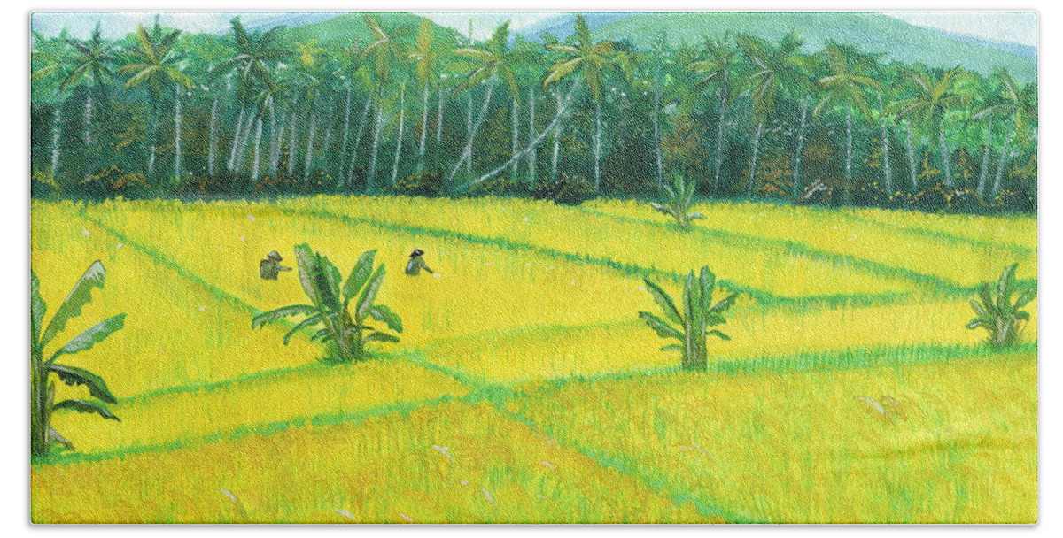 Ubud Bath Towel featuring the painting On The Way To Ubud II Bali Indonesia #1 by Melly Terpening
