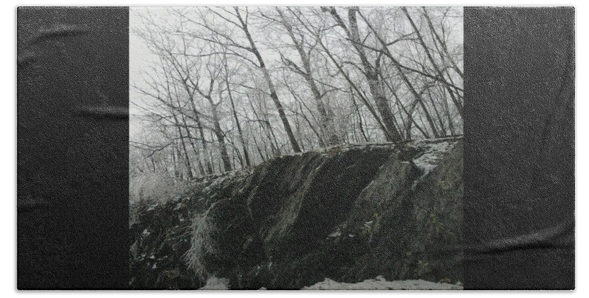 Snow Bath Towel featuring the photograph Out of the Rocks #1 by Ellen Levinson