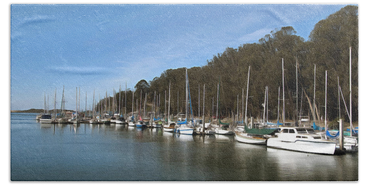 Marina Hand Towel featuring the photograph Painting Bay Side Harbor #1 by Barbara Snyder