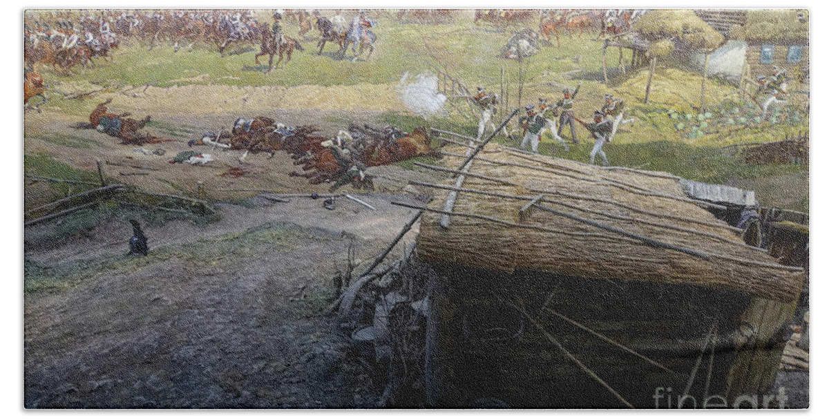 Details Bath Towel featuring the photograph painting of Battle of Borodino by Vladi Alon