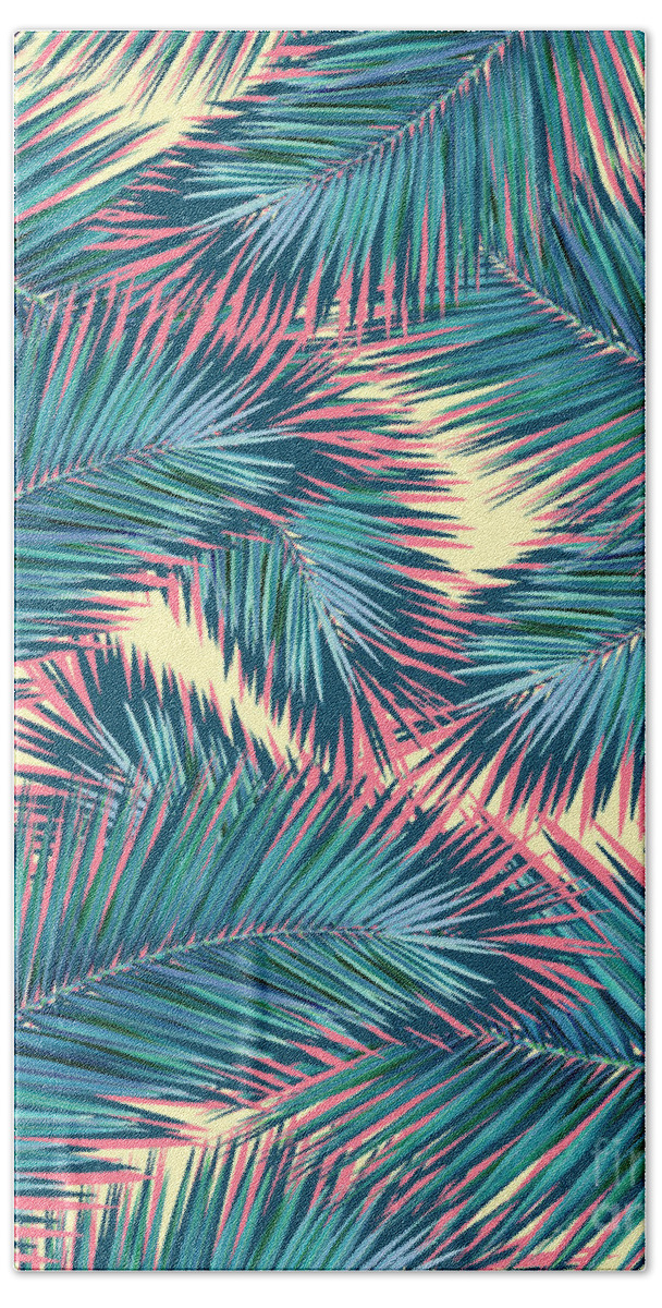 Tropical Leaves. Nature Design Hand Towel featuring the digital art Exotic Summer tropical plant by Mark Ashkenazi