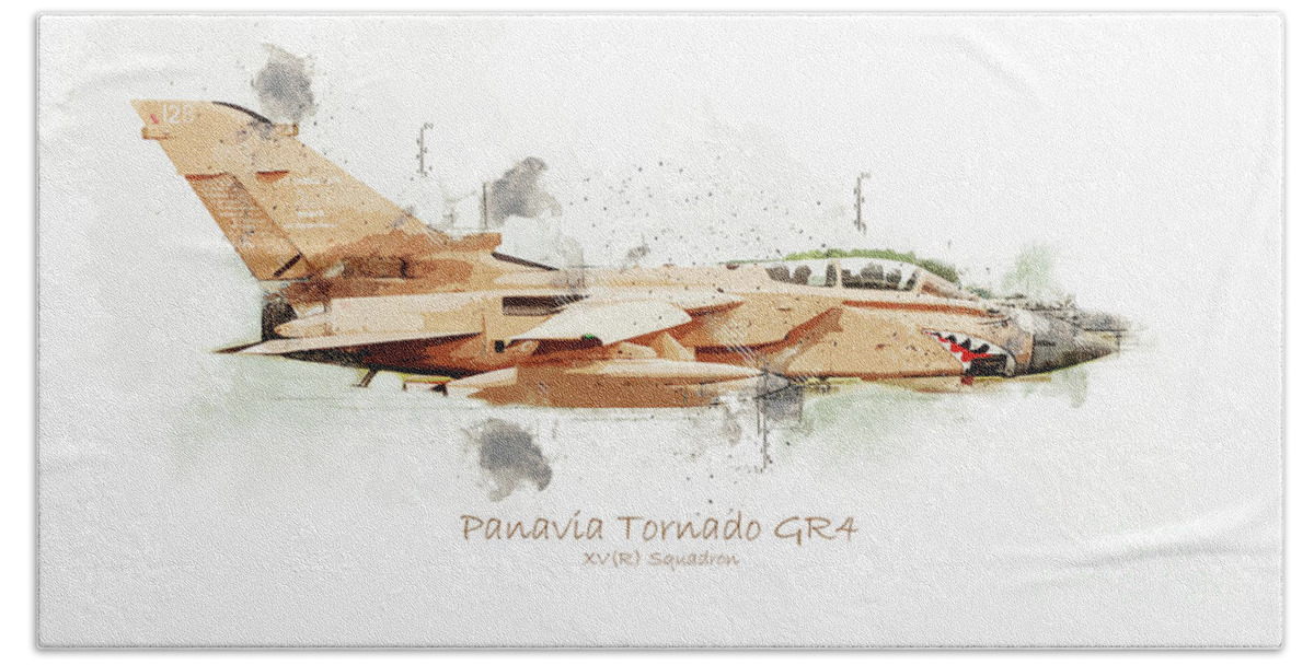 Tornado Gr4 Bath Towel featuring the digital art Panavia Tornado GR4 #1 by Airpower Art