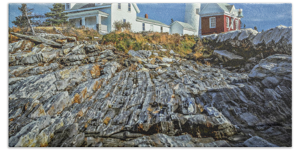 Lighthouse Hand Towel featuring the photograph Pemaquid Reflections by Gary Shepard