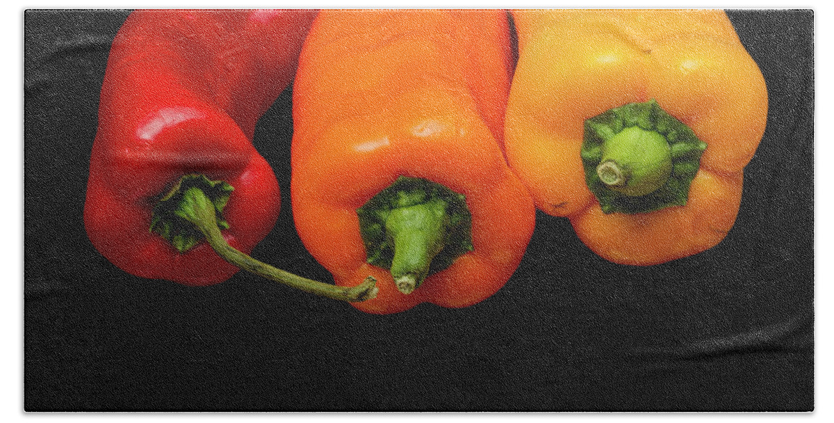 Peppers Hand Towel featuring the photograph Peppers Red Yellow Orange #1 by David French