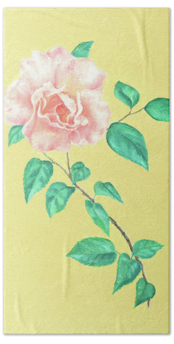 Rose Hand Towel featuring the painting Pink Rose #2 by Elizabeth Lock