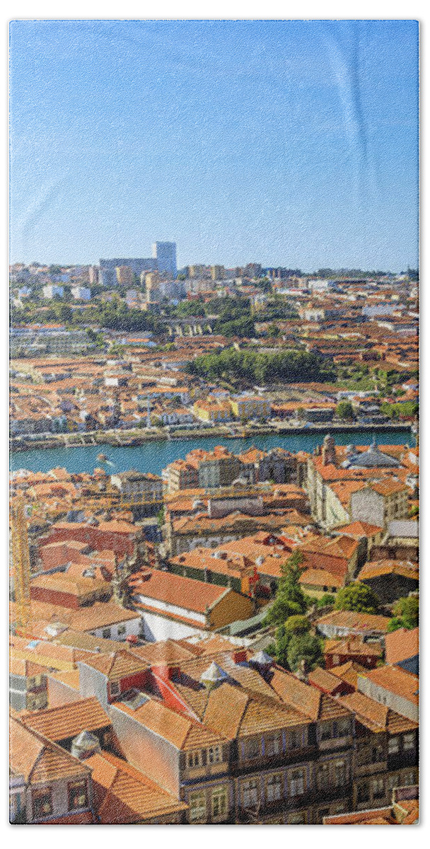 Oporto Bath Towel featuring the photograph Porto skyline Portugal #1 by Benny Marty
