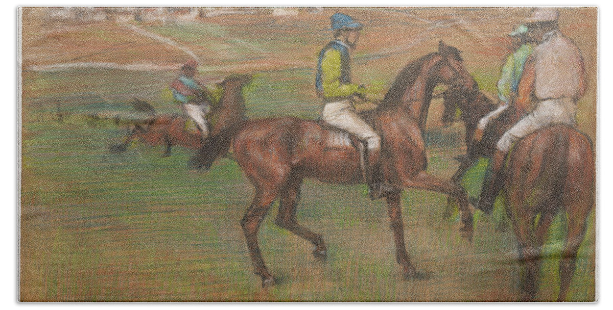 Race Horses Bath Towel featuring the painting Race Horses #1 by MotionAge Designs