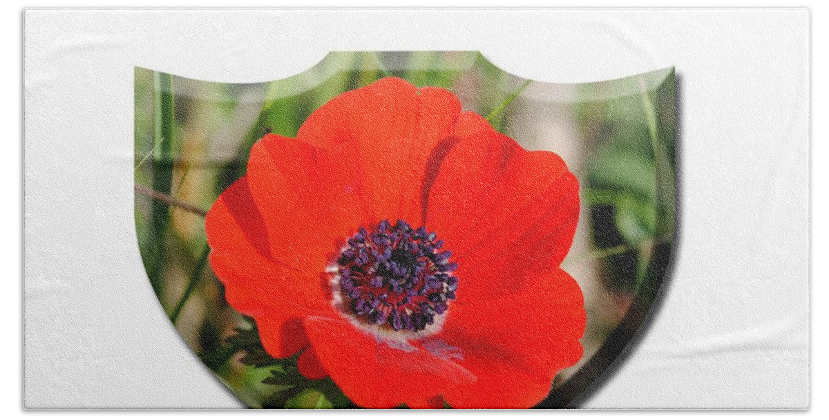Flower T-shirt Hand Towel featuring the photograph Red Anemone Coronaria T-Shirt #2 by Isam Awad