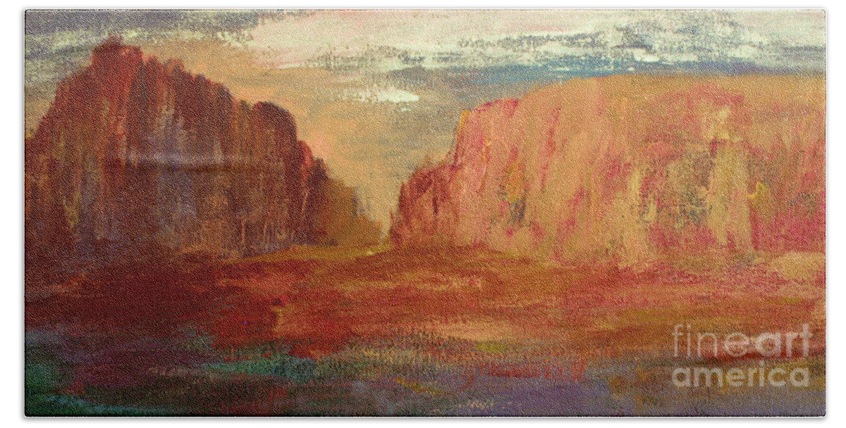 Painting Hand Towel featuring the painting Red Sedona #1 by Julie Lueders 
