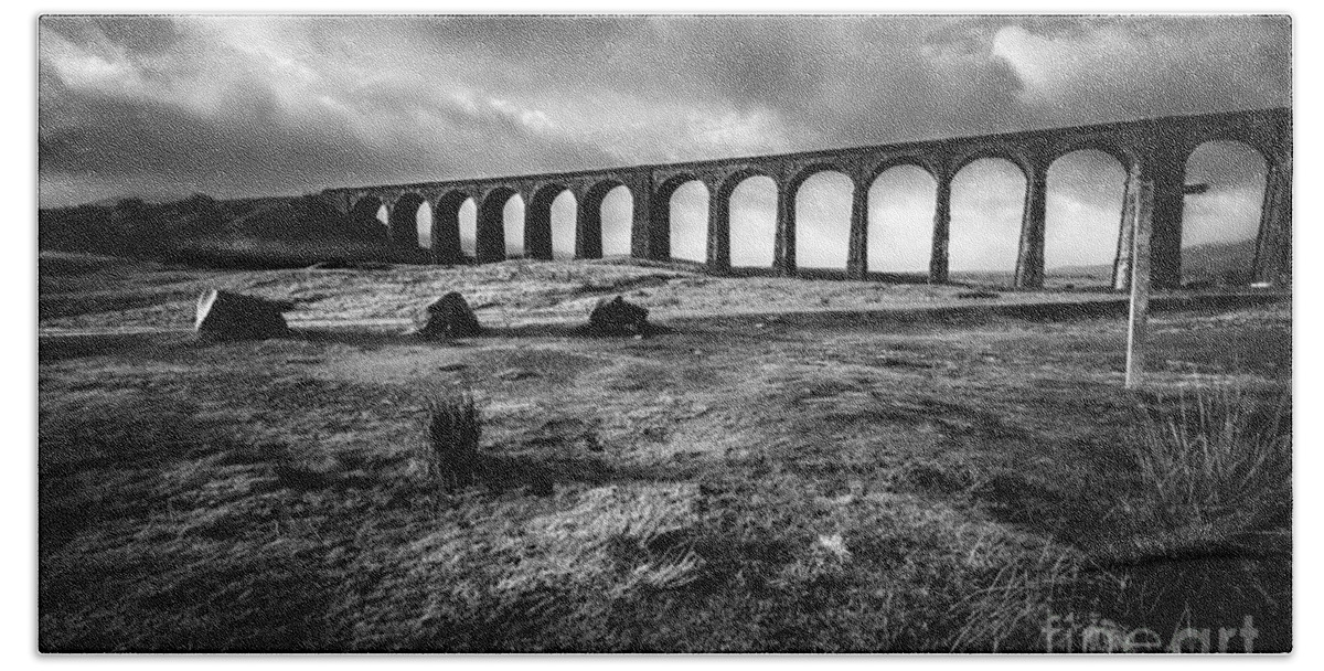 North Yorkshire Hand Towel featuring the photograph Ribblehead Viaduct by Smart Aviation