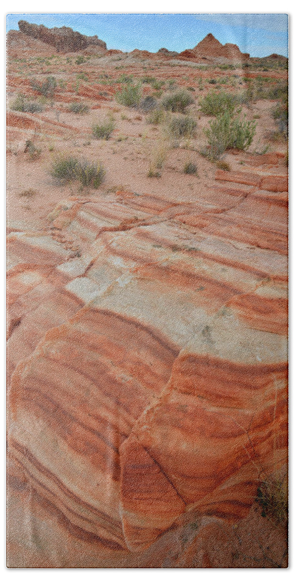 Valley Of Fire State Park Bath Towel featuring the photograph Sandstone Stripes in Valley of Fire #1 by Ray Mathis