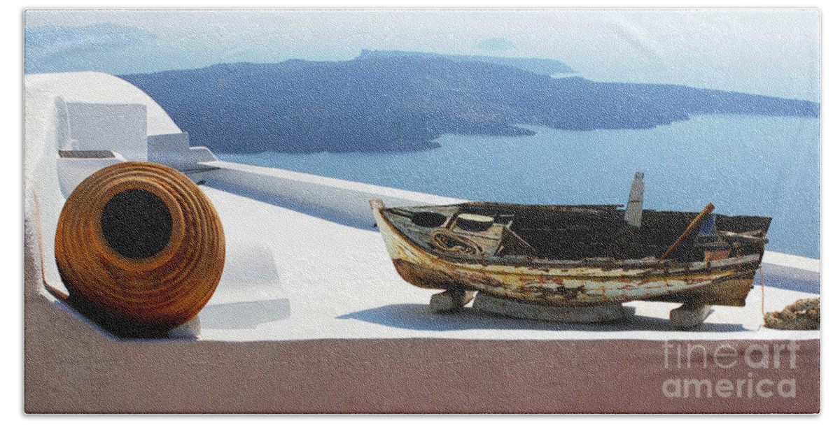 Greece Hand Towel featuring the photograph Santorini Greece #1 by Bob Christopher