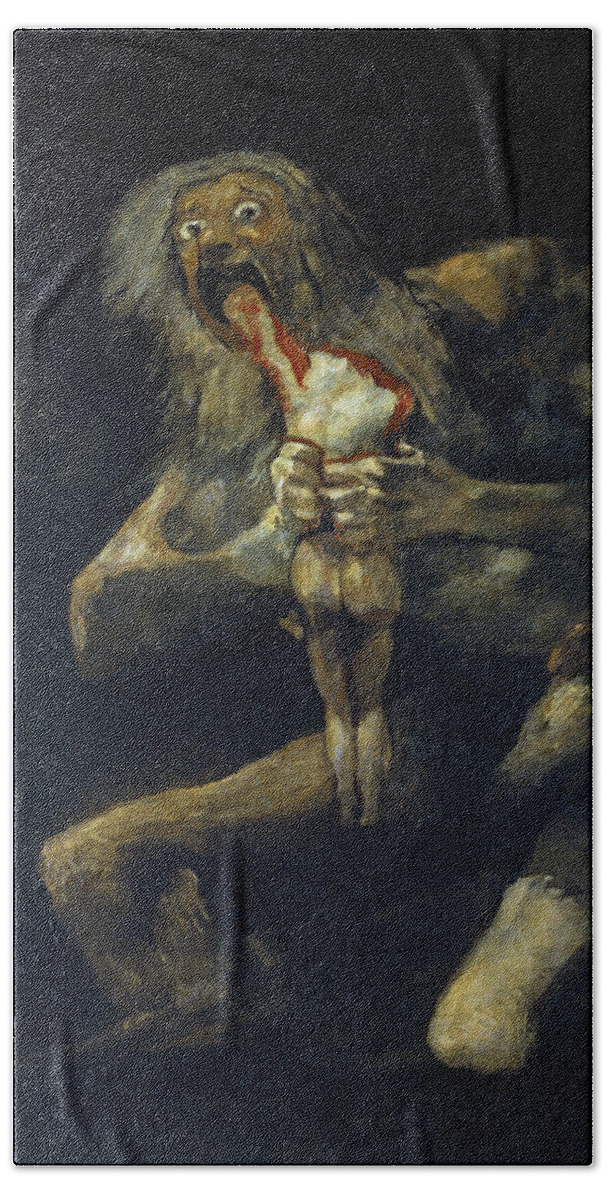 Francisco Goya Bath Towel featuring the painting Saturn Devouring His Son by Francisco Goya