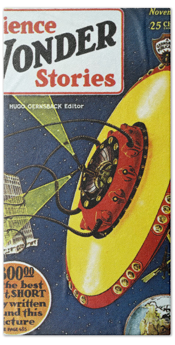 1929 Bath Towel featuring the photograph Sci-fi Magazine Cover, 1929 #1 by Granger