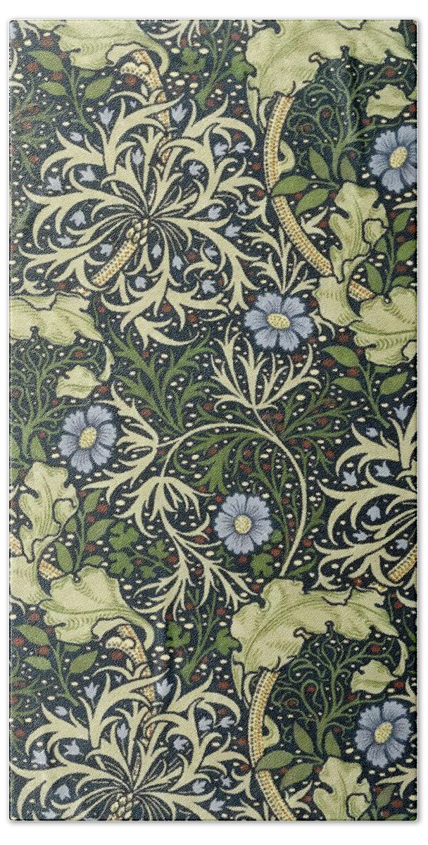 William Morris Bath Sheet featuring the painting Seaweed Pattern by William Morris