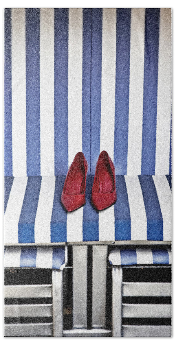 Shoes Hand Towel featuring the photograph Shoes In A Beach Chair #1 by Joana Kruse