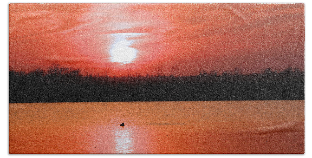 Orange Bath Towel featuring the photograph Silky Sunset #1 by Karen Wagner