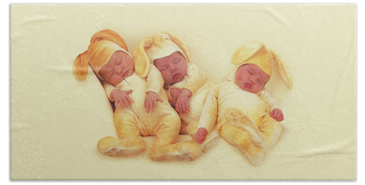 Bunnies Hand Towel featuring the photograph Sleeping Bunnies by Anne Geddes