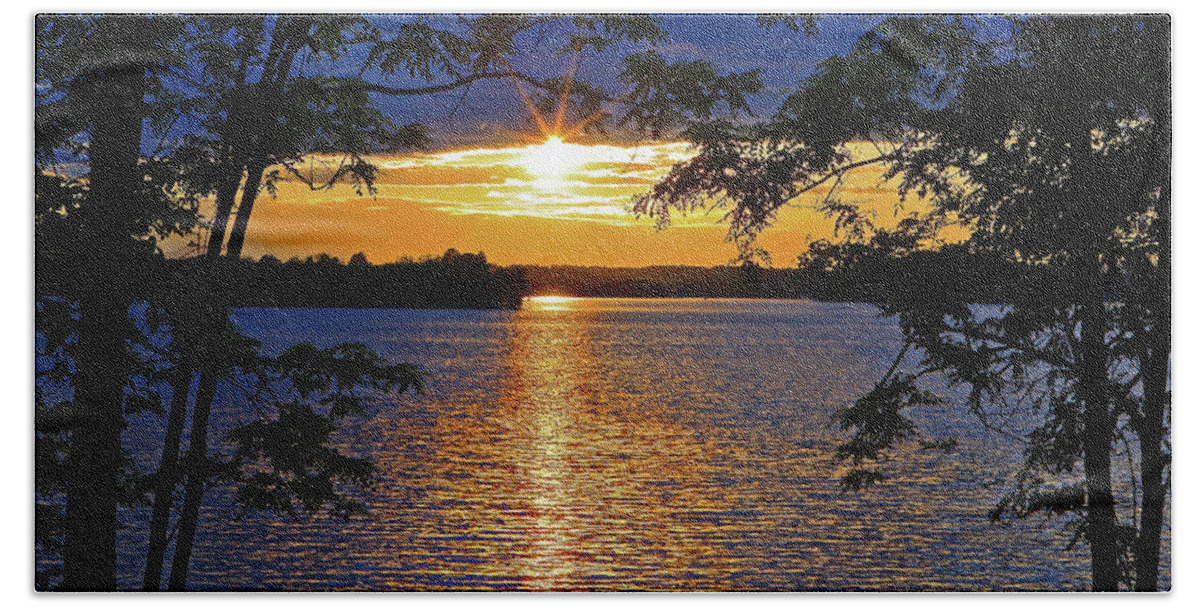 Smith Mountain Lake Sunset Bath Towel featuring the photograph Smith Mountain Lake Summer Sunet #1 by The James Roney Collection