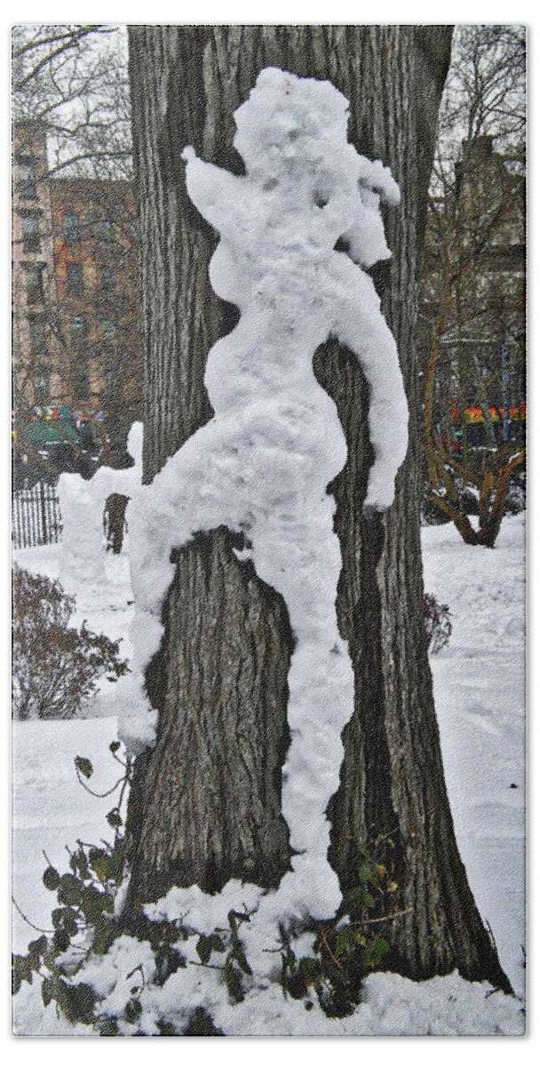Black And White Urban Photo Hand Towel featuring the photograph Snow Lady #2 by Joan Reese