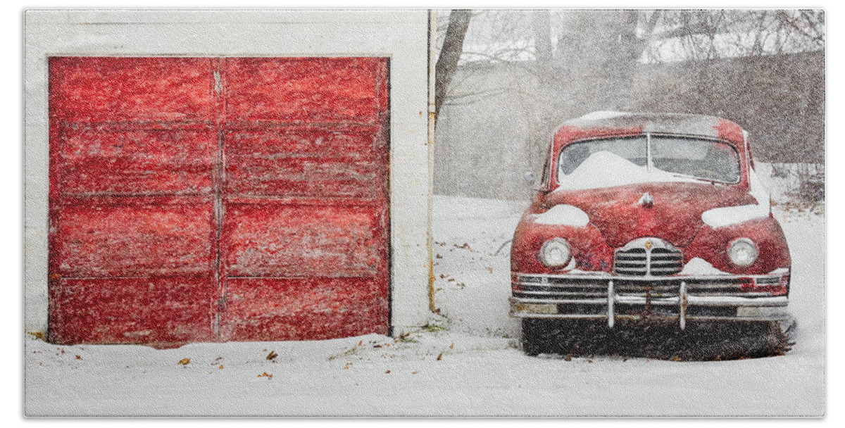 Red Bath Towel featuring the photograph Snowed In #1 by Todd Klassy