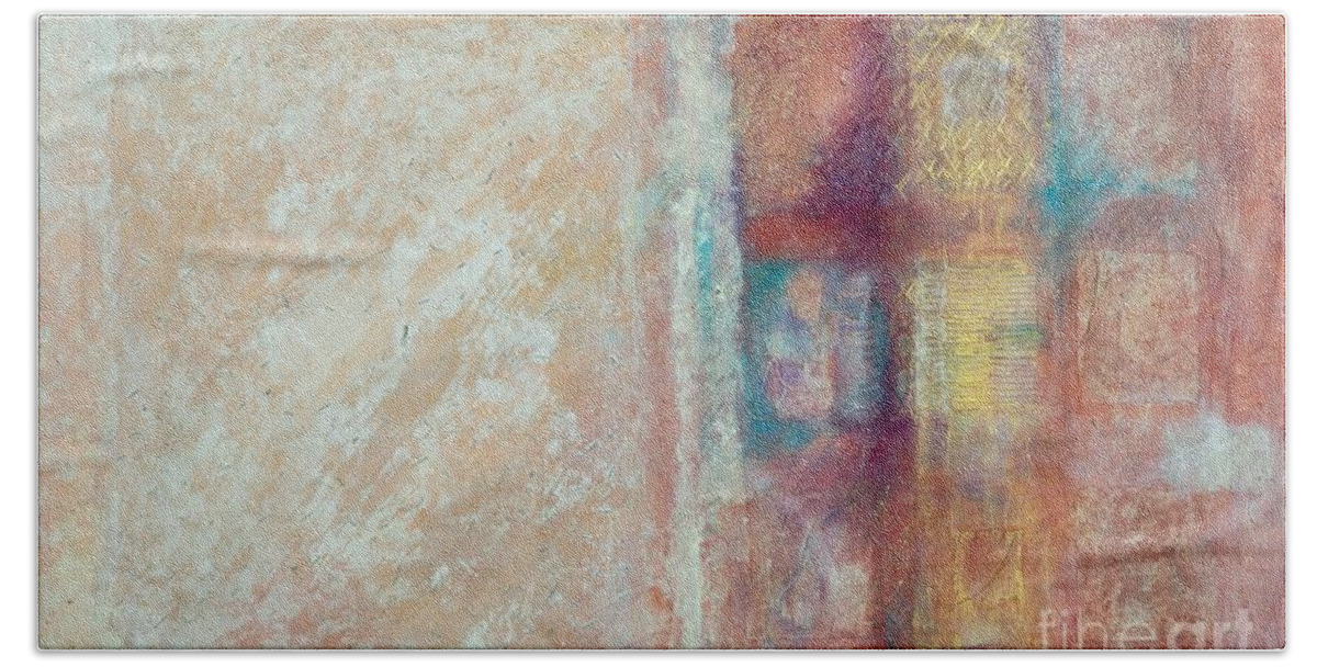 Mixed-media Bath Towel featuring the painting Spirit Matter Cosmos #1 by Kerryn Madsen-Pietsch