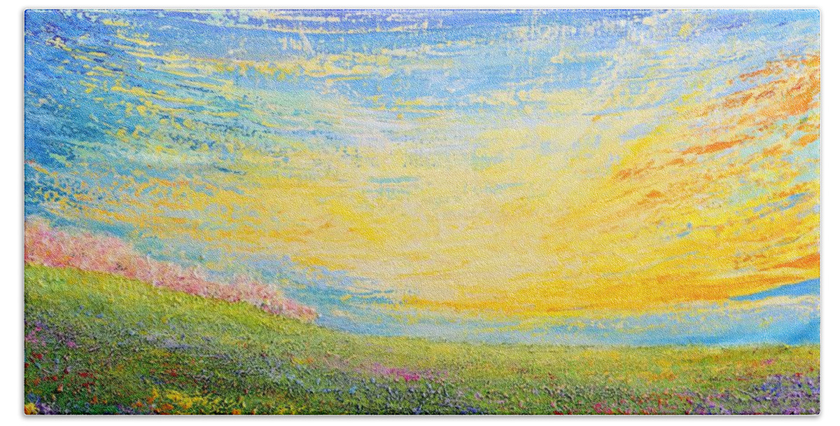 Spring Bath Towel featuring the painting Spring #1 by Teresa Wegrzyn
