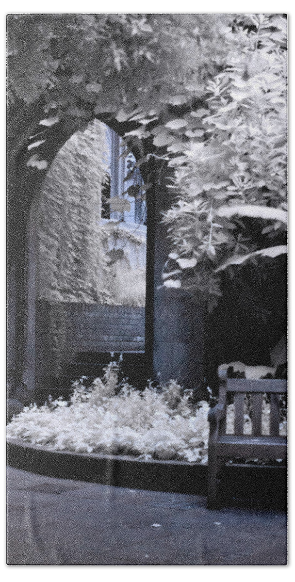 Infrared Hand Towel featuring the photograph St Dunstan's in the East #1 by Helga Novelli