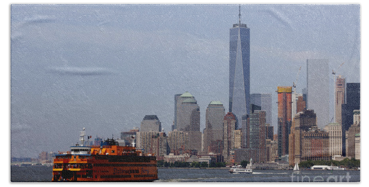 Staten Island Ferry Bath Towel featuring the photograph Staten Island Ferry - New York City, Lower Manhattan #1 by Anthony Totah