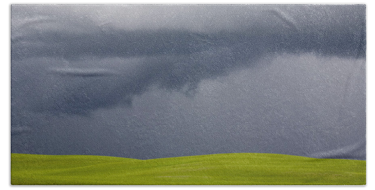 Storm Hand Towel featuring the photograph Storm Clouds Saskatchewan #1 by Mark Duffy