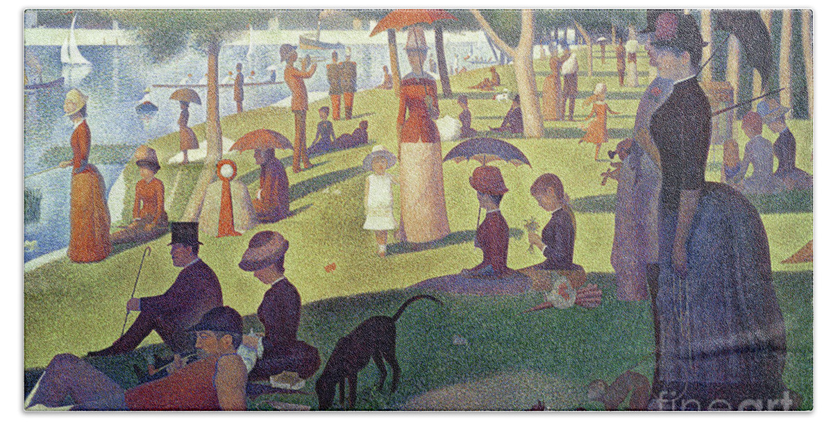 #faatoppicks Hand Towel featuring the painting Sunday Afternoon on the Island of La Grande Jatte by Georges Pierre Seurat