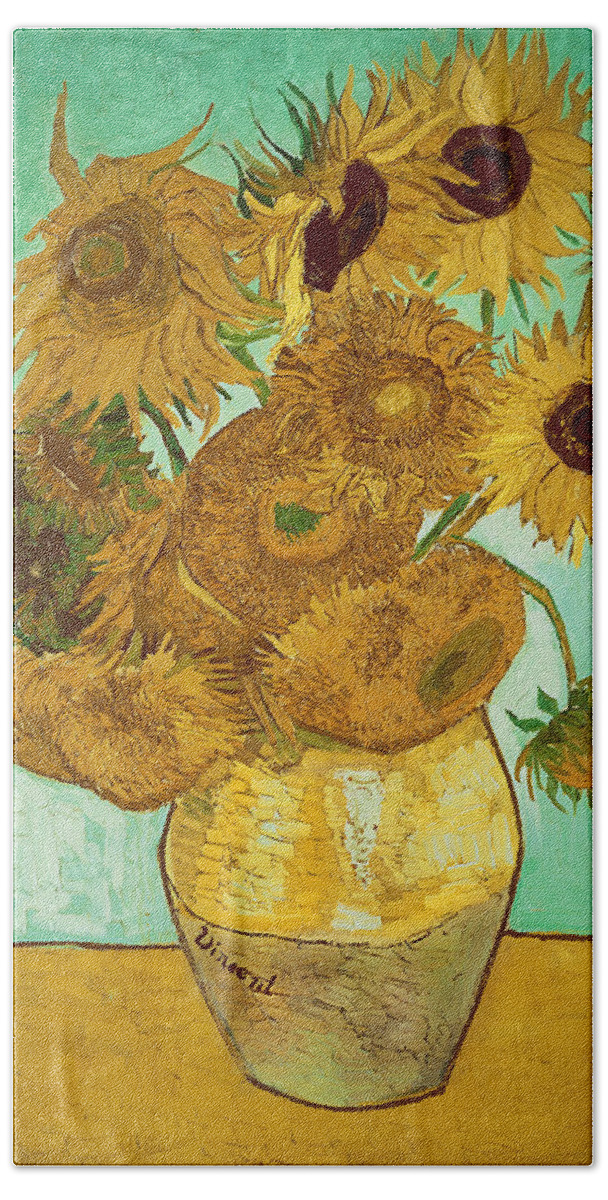 Sunflowers Hand Towel featuring the painting Sunflowers by Van Gogh by Vincent Van Gogh