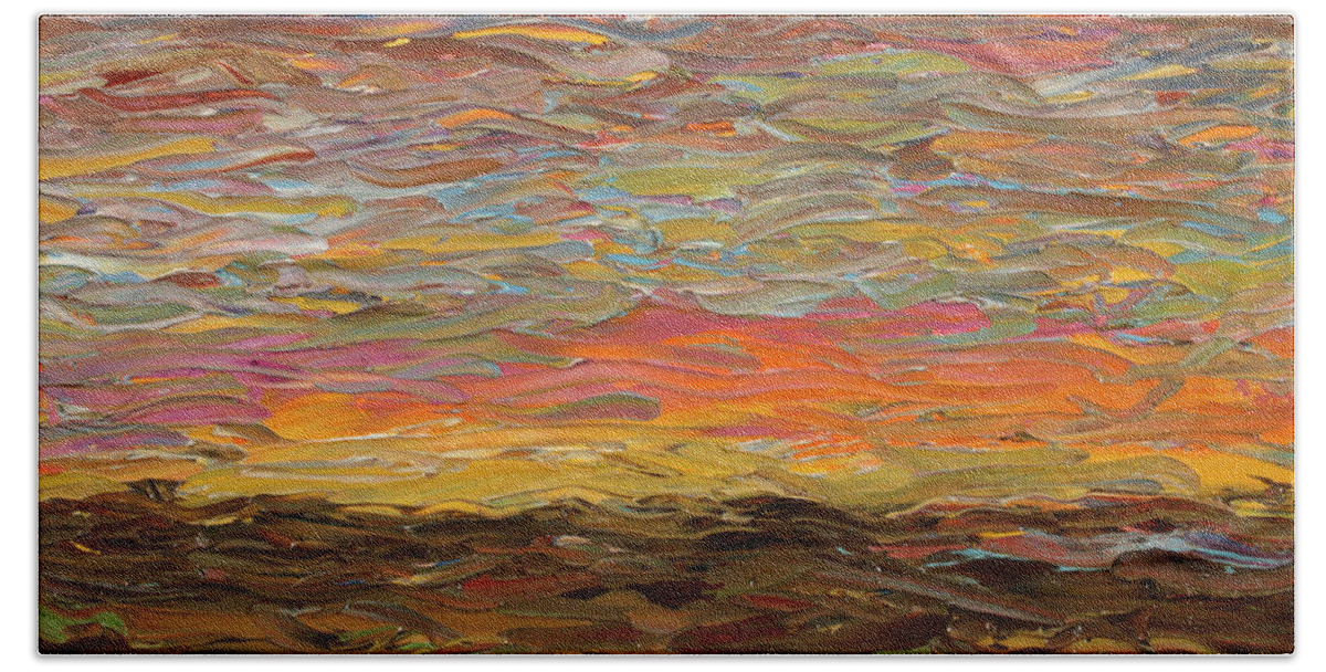 Sunset Hand Towel featuring the painting Sunset by James W Johnson