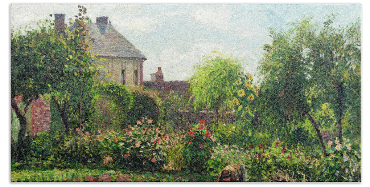 Pissarro Bath Towel featuring the painting The Artist's Garden at Eragny #1 by Camille Pissarro