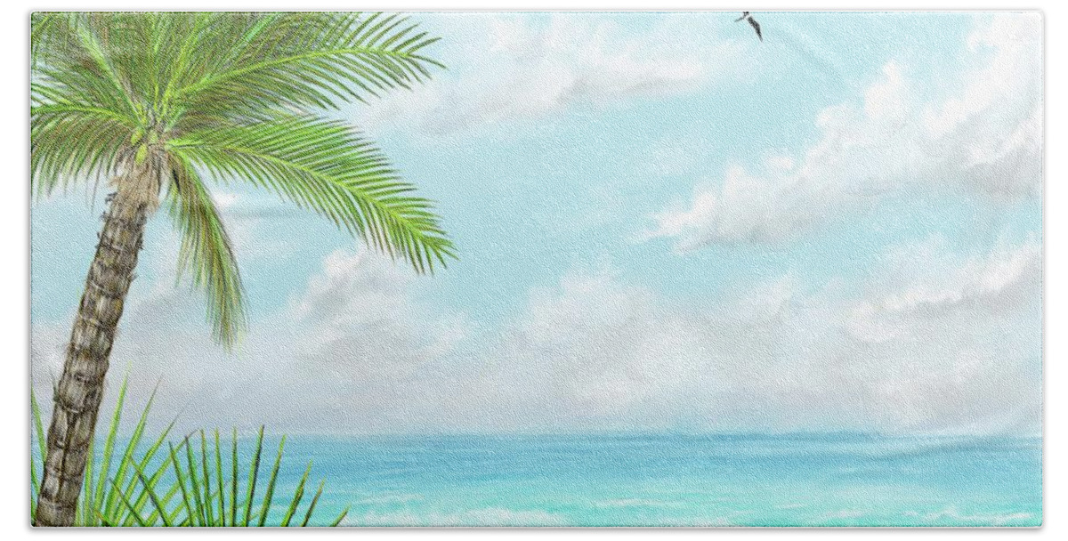 Summer Hand Towel featuring the digital art The Beach by Darren Cannell