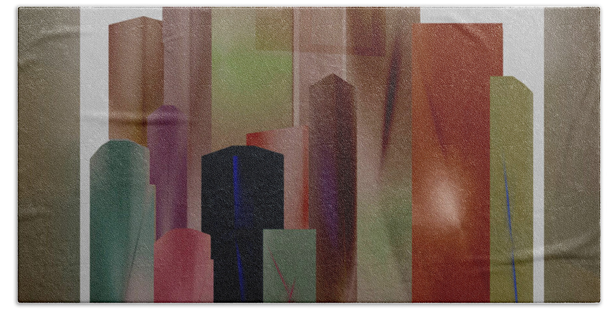 Abstract Hand Towel featuring the digital art The Block #1 by John Krakora