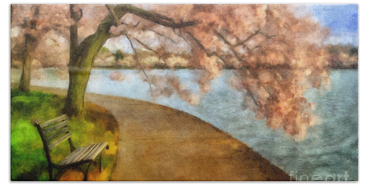 Landscape Bath Towel featuring the photograph The Cherry Blossom Festival #2 by Lois Bryan