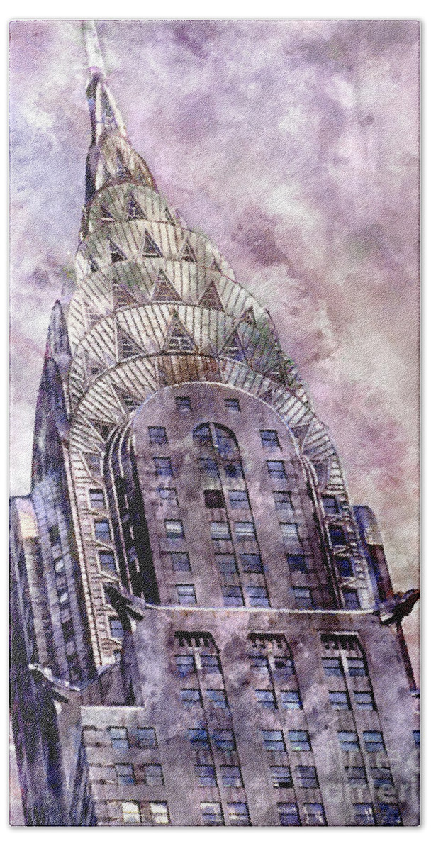 Chrysler Hand Towel featuring the painting The Chrysler Building #3 by Jon Neidert
