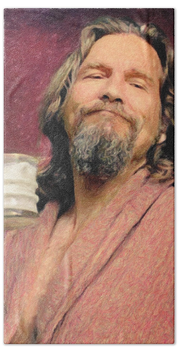 The Dude Bath Towel featuring the painting The Dude by Zapista OU