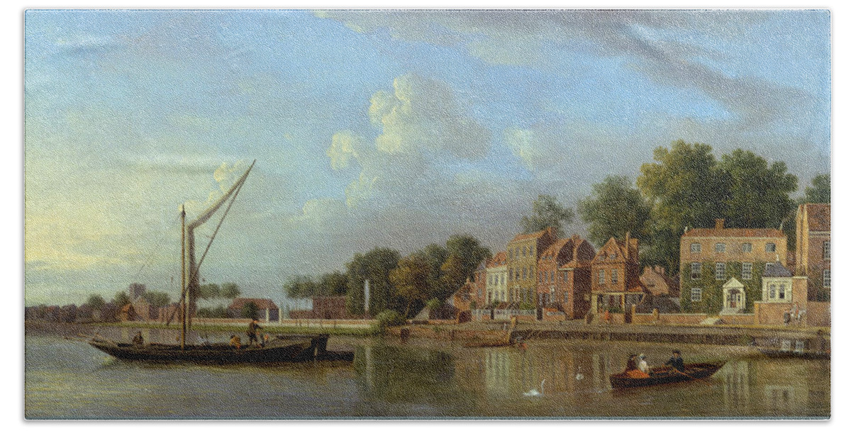 Samuel Scott Bath Towel featuring the painting The Thames at Twickenham #2 by Samuel Scott