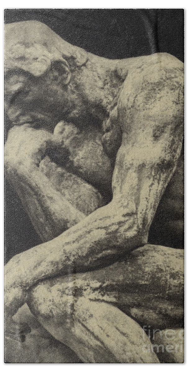 The Thinker Bath Towel featuring the photograph The Thinker by Auguste Rodin