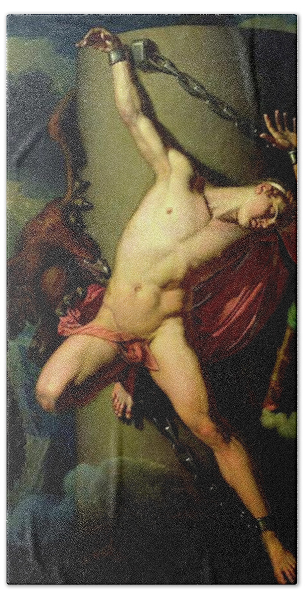 Torture Bath Towel featuring the painting The Torture of Prometheus #1 by Jean Louis Cesar Lair