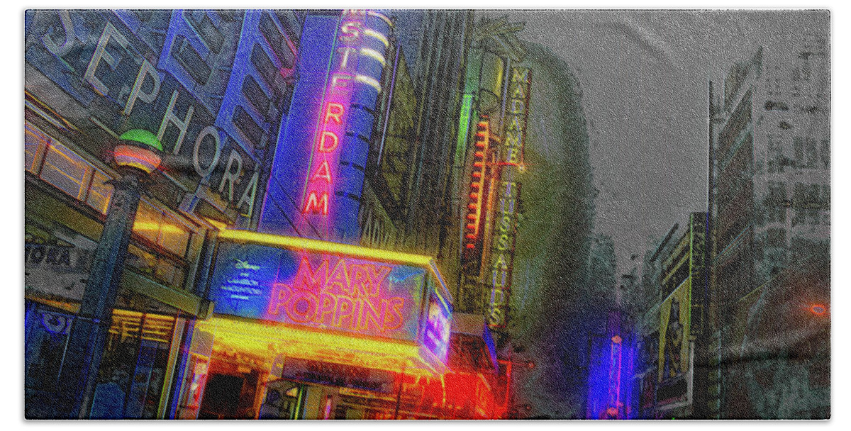 42nd Street Bath Towel featuring the photograph Times Square #2 by Theodore Jones