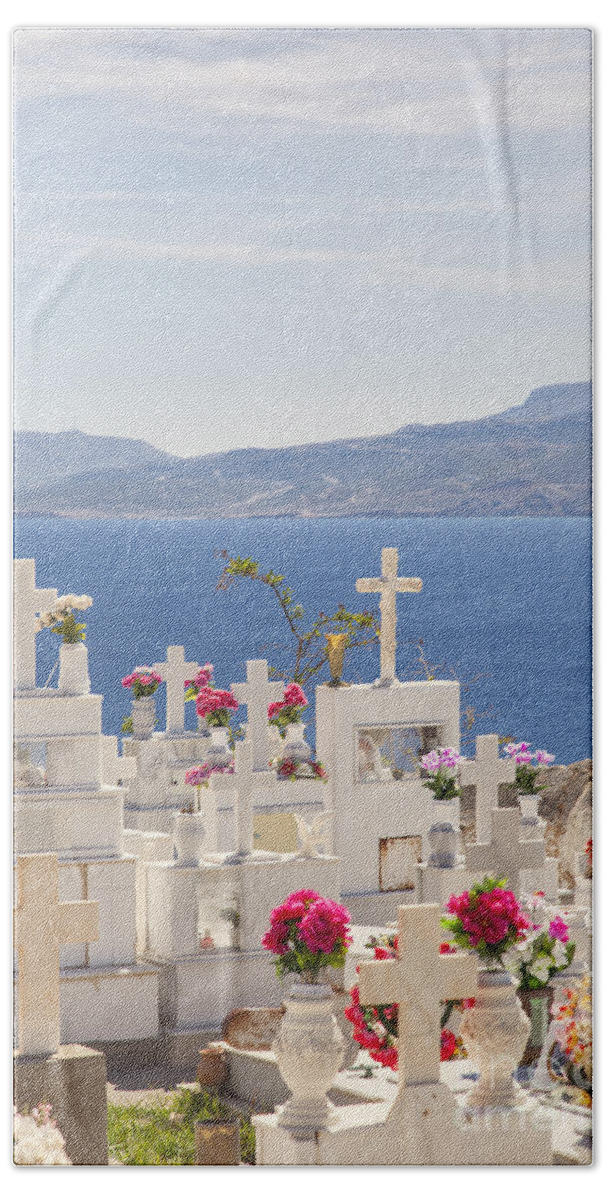 Cemetary Hand Towel featuring the photograph Traditional greek orthodox cemetary. #1 by Sophie McAulay